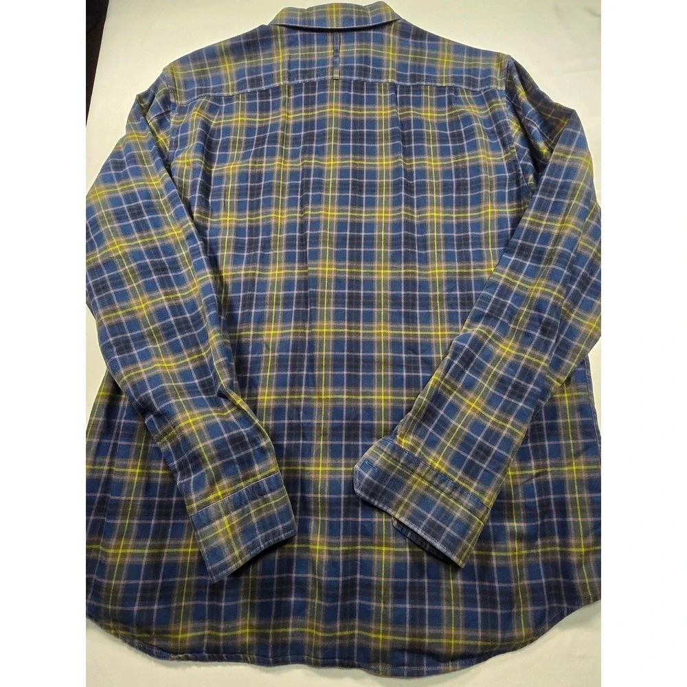 Banana Republic Luxe Flannel Camden Fit Mens Large Blue Plaid Button‎ Down Shirt